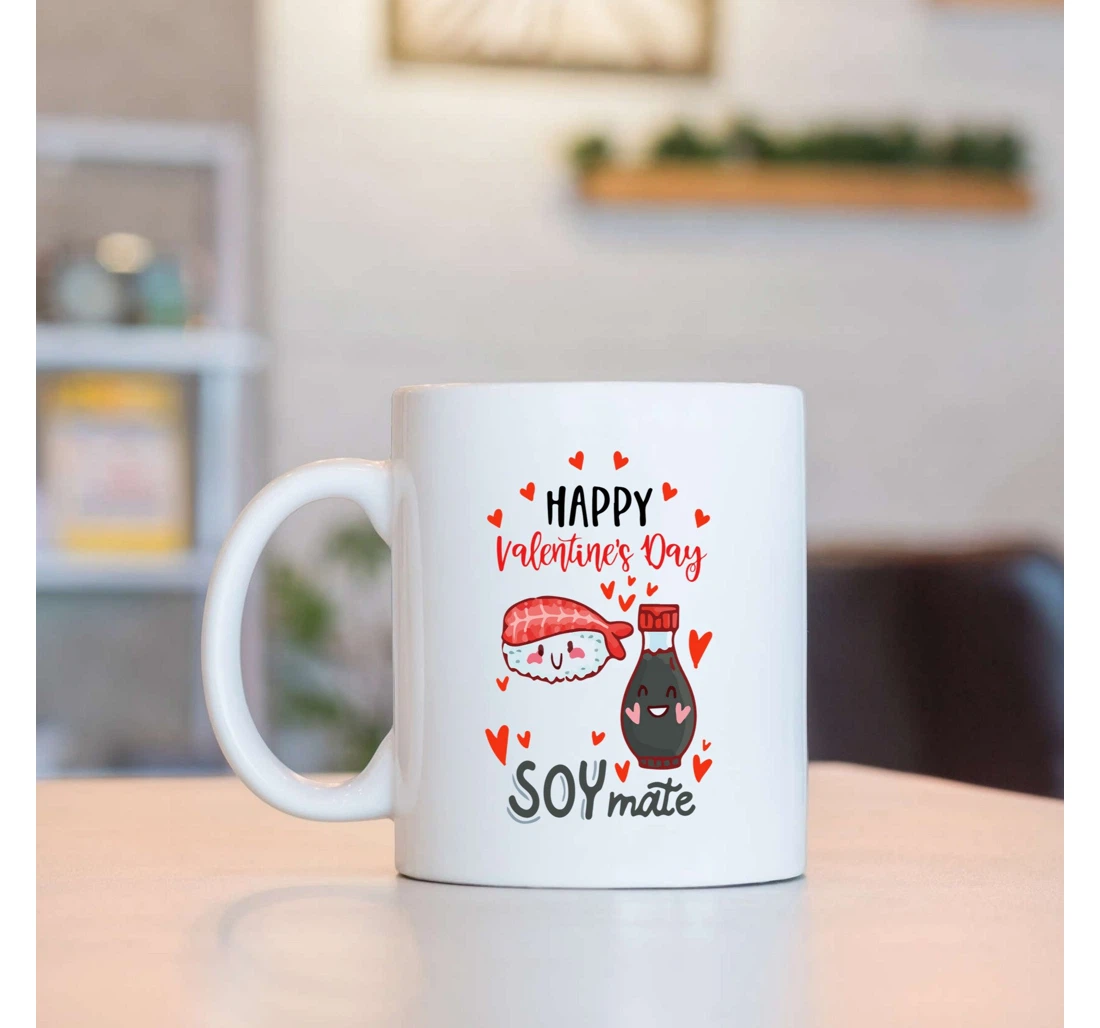 Valentine Mugs Happy Valentine's Day To My Soymate Mugs For Japanese Food Lovers Mugs Ceramic Mug Print On Both Sides