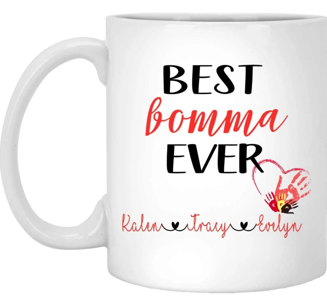 Personalized Best Bomma Ever Heart Hand For Customized Name Ceramic Mug Print On Both Sides