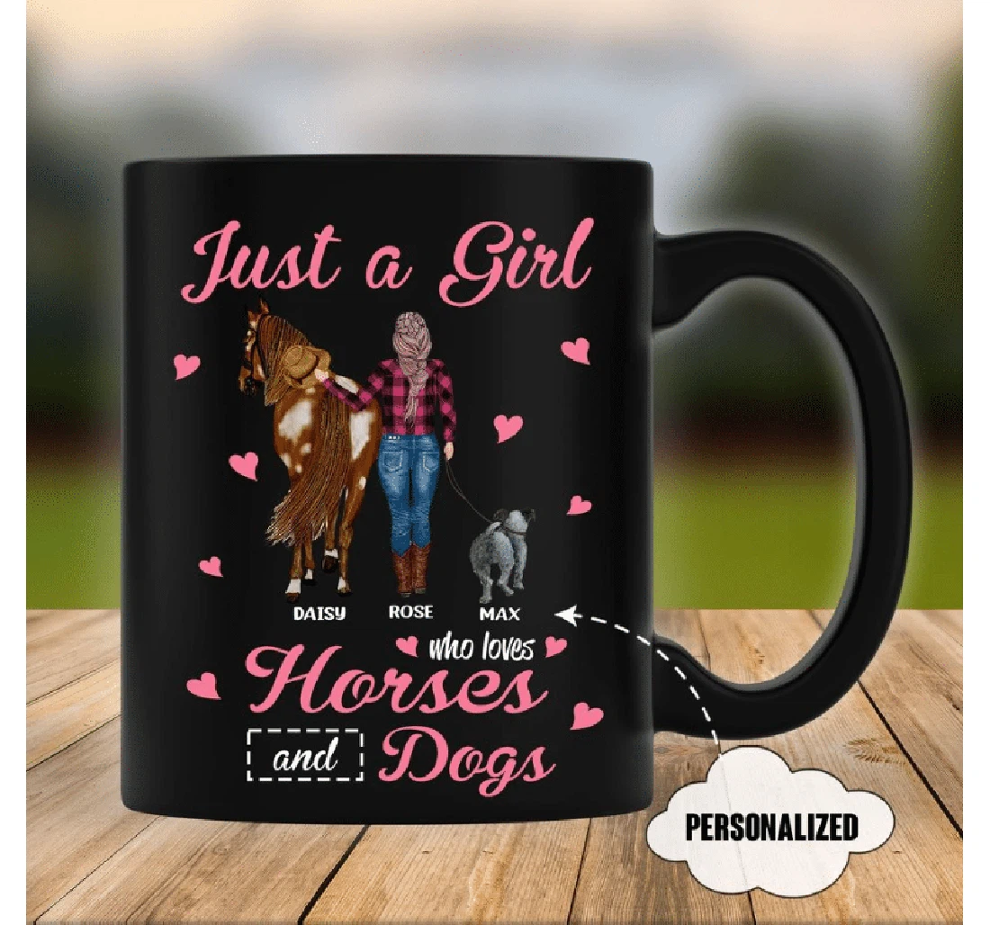 Personalized Just A Girl Who Loves Horses And Dogs Mug Great Customized For Oz Ceramic Mug Print On Both Sides