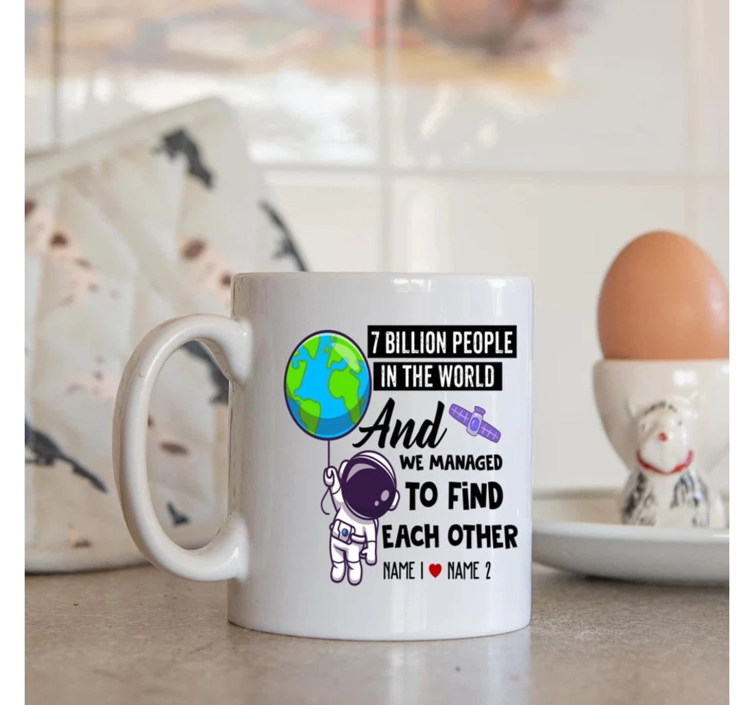 Personalized Astronaut Couple Mugs Billion People In The World Funny Valentine Wedding For Him For Her Custom Name Mugs Ceramic Mug Print On Both Sides