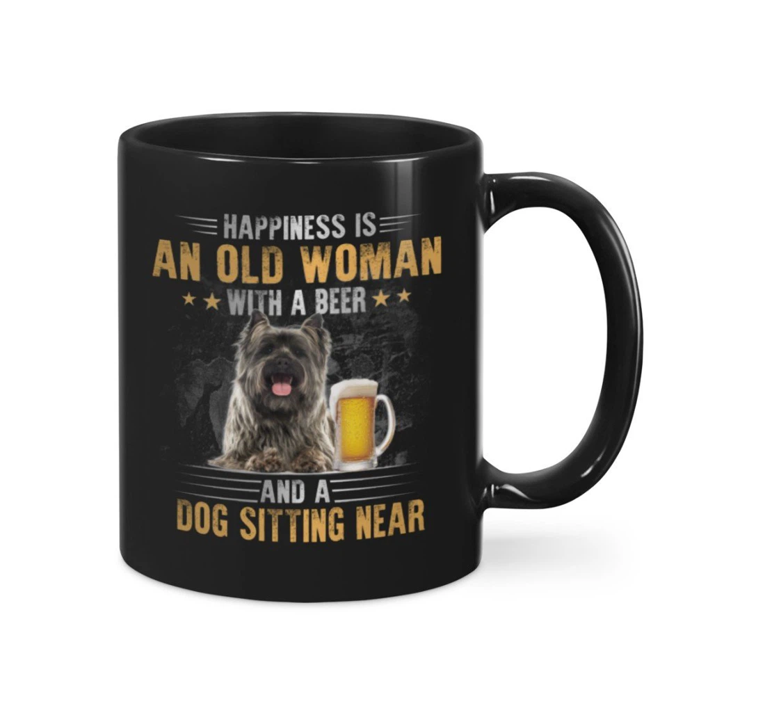 Cairn Terrier Old Woman With A Dog For Dog Mom Dog Dad Dog Lover Ceramic Mug Print On Both Sides