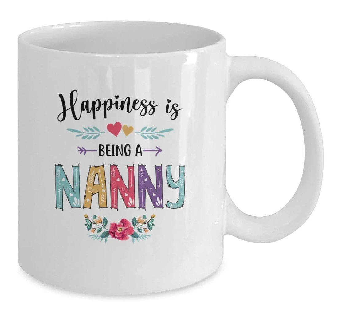 Happiness Is Being A Nanny For The First Time For Her Ceramic Mug Print On Both Sides