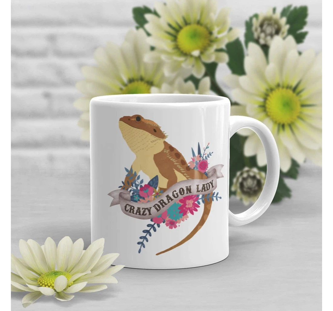 Crazy Dragon Lady Bearded Dragon For Women Mom Aunt Sister Girlfriend Lady Family Lover Funny Special Presents For Lady Ceramic Mug Print On Both Sides