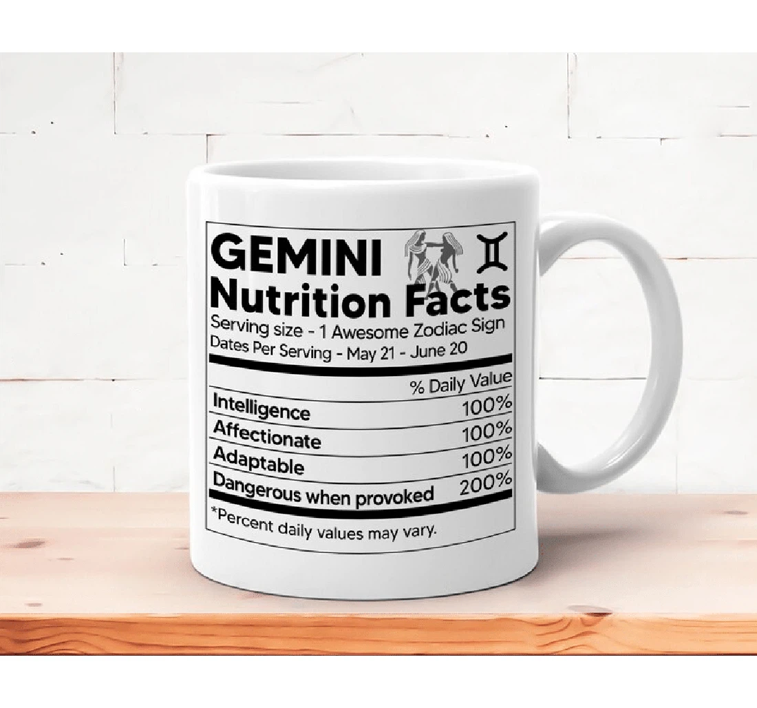 Gemini Nutrition Facts Zodiac Sign Astrology Zodiac For Family Friend Colleagues Men Women Oz Ceramic Mug Print On Both Sides