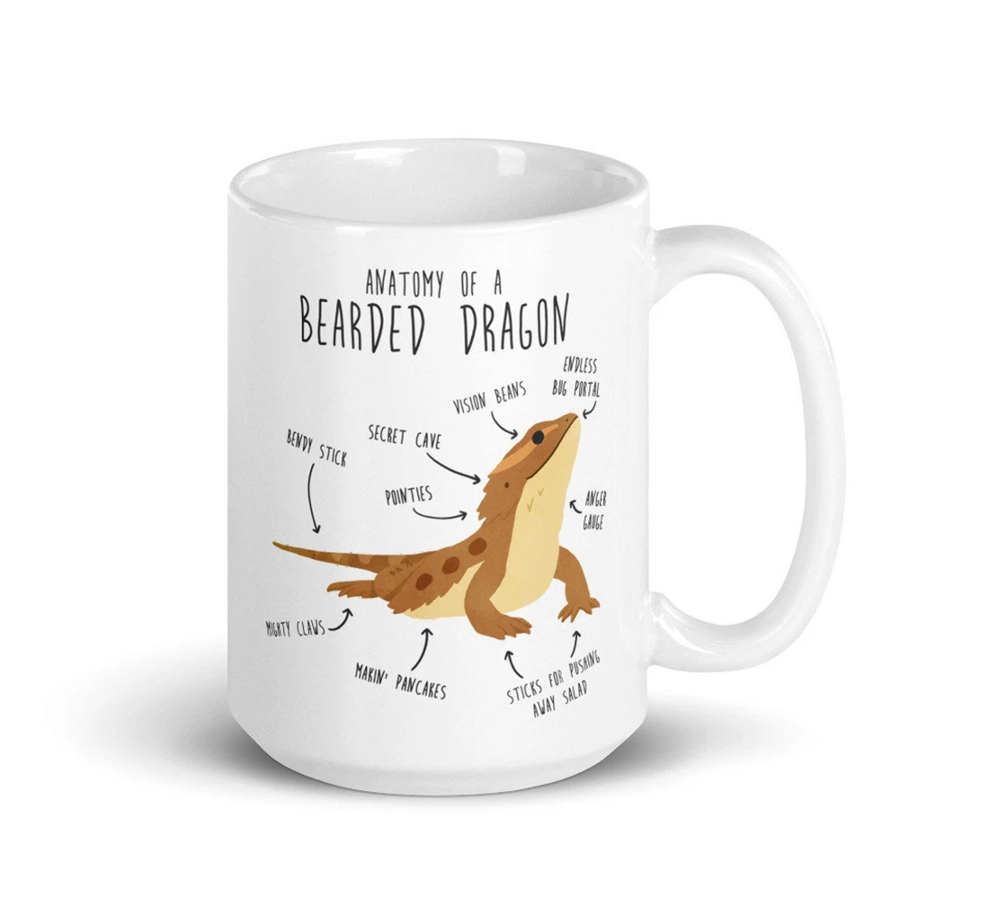 Bearded Dragon Cute Reptile Lover Funny Lizard For Him Her Housewarming Anatomy Ceramic Mug Print On Both Sides