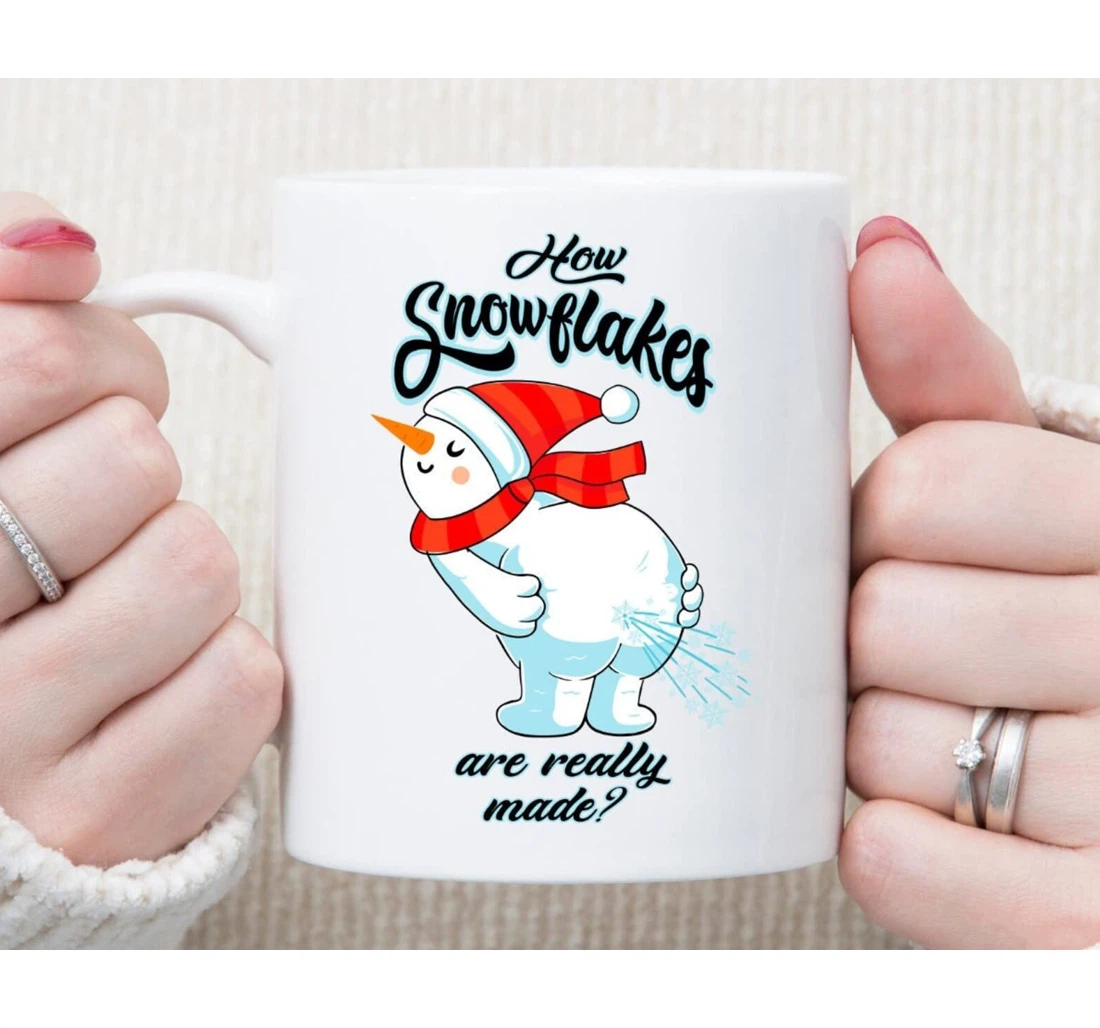 How Snowflakes Are Really Made Farting Snowman For Family Couple Child Friends Coworkers Ceramic Mug Print On Both Sides