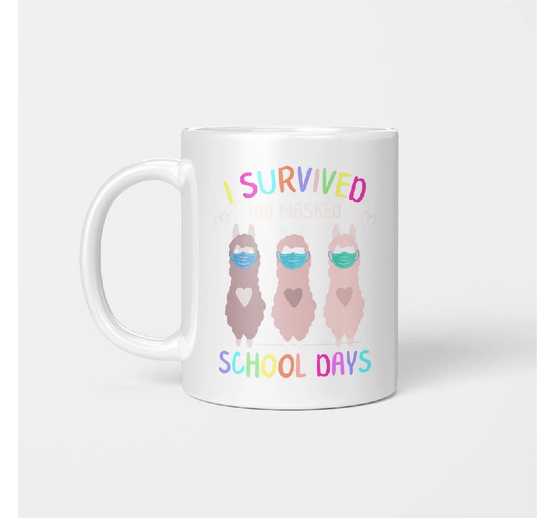 I Survived Masked School Days Llama Virtual Teacher Girl For Ceramic Mug Print On Both Sides