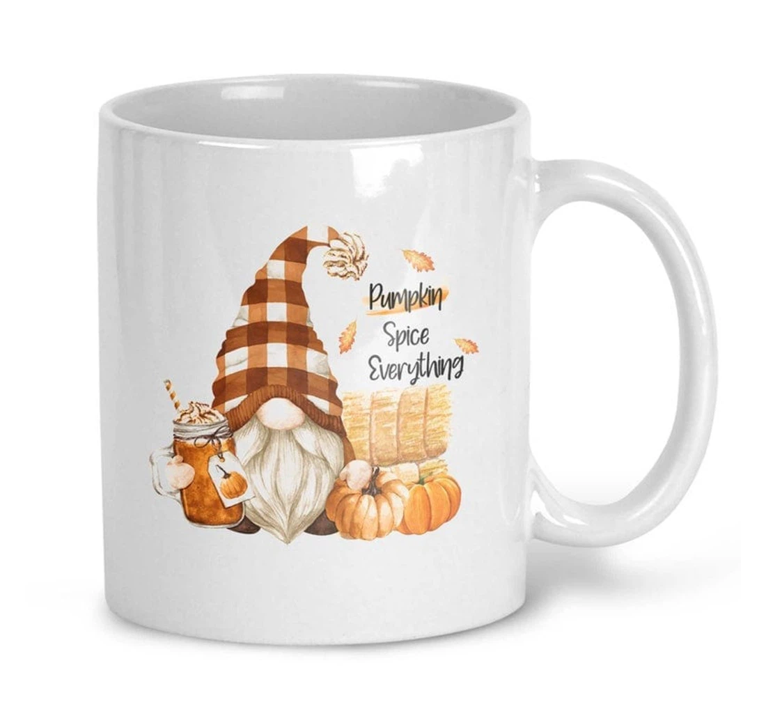 Pumpkin Spice Everything Autumn Gnome Ceramic Mug Print On Both Sides