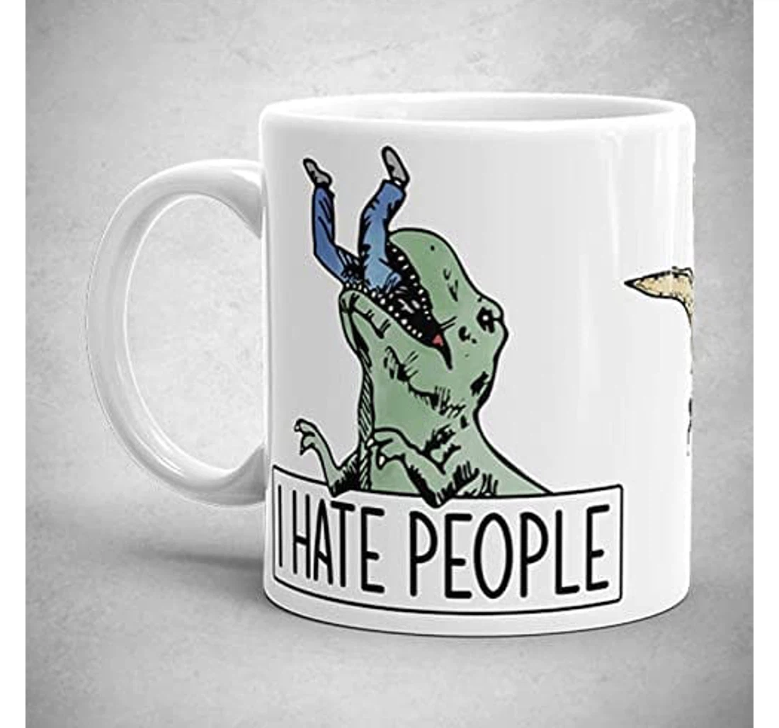 Dinosaur Hates People I Hate People Dinosaur Paleontologist Cute For Family Boyfriend Girlfriend For Valentine Day Ceramic Mug Print On Both Sides