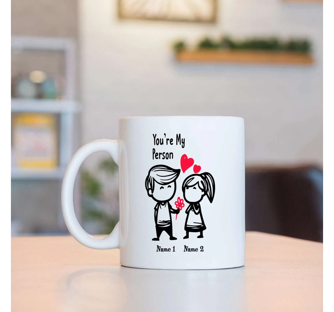 Personalized Red Flower Custom Name Mugs You're My Person Mugs Funny Wedding Valentine's Day Color Changing Oz For Couple Him Her Mr Mrs Ceramic Mug Print On Both Sides