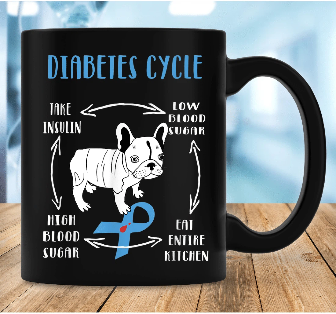 Bulldog Diabetes Cycle Pitbull Diabetes Cycle Awareness Ceramic Mug Print On Both Sides