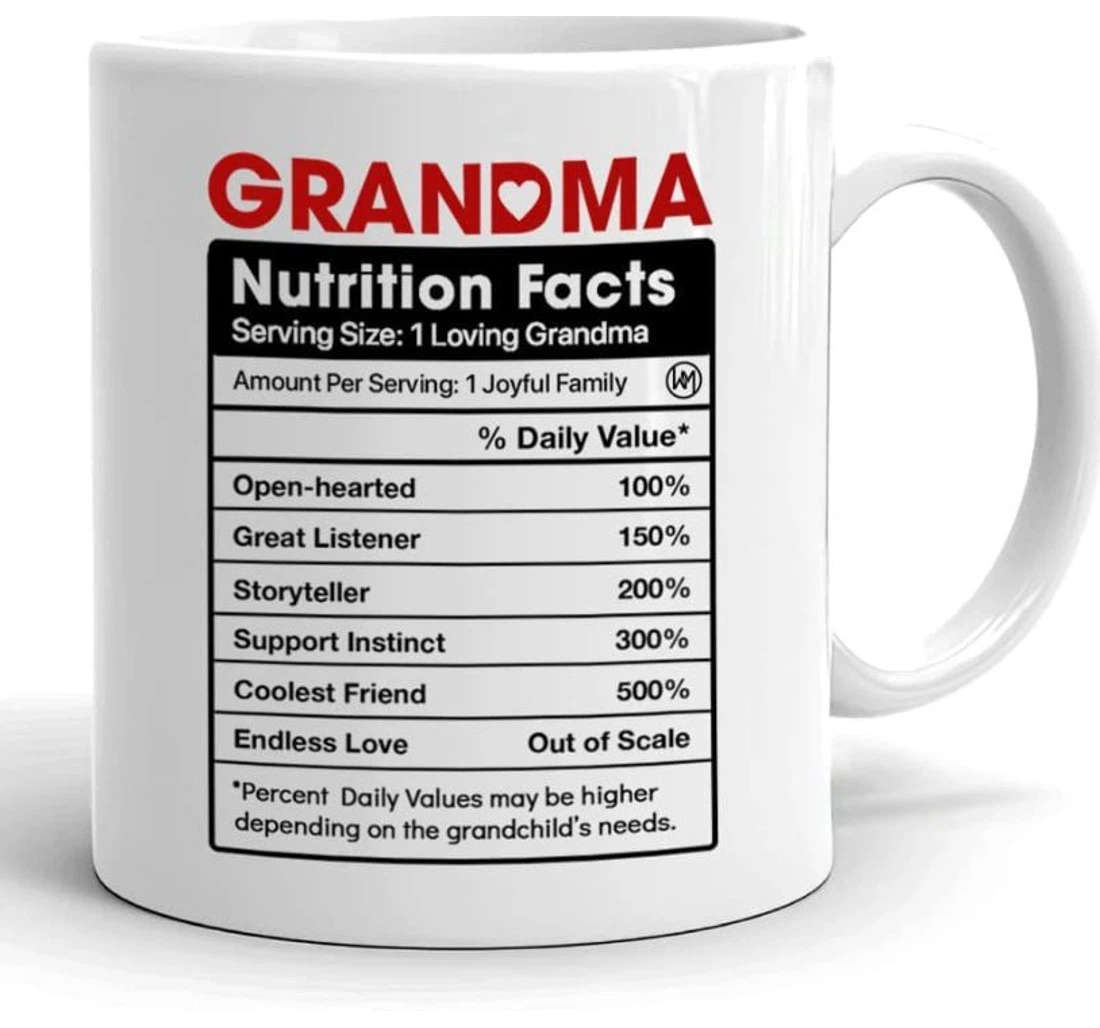 Grandma Nutrition Facts Great Customized For Valentine's Day Oz Ceramic Mug Print On Both Sides