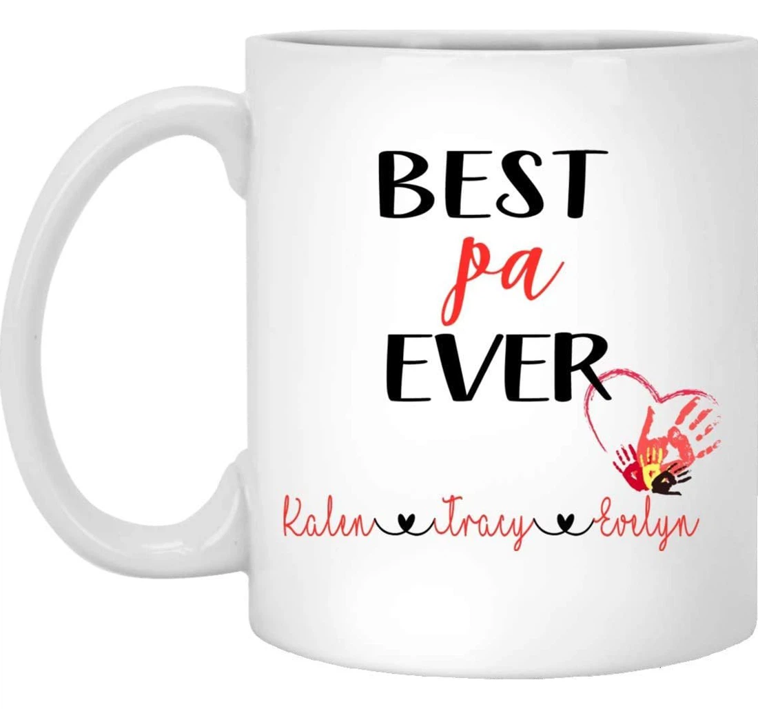 Personalized Best Pa Ever Heart Hand For Customized Name Ceramic Mug Print On Both Sides