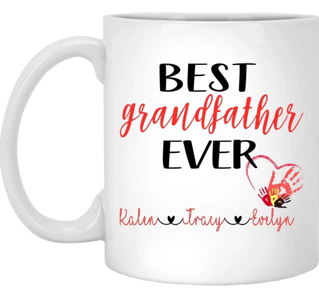 Personalized Best Grandfather Ever Heart Hand Him Customized Name Changing Color Ceramic Mug Print On Both Sides