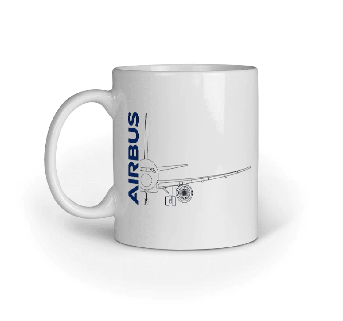 Airbus Illustration Pilot Plane Lover Aviation Pilot Plane Airplane Airbus For Friends For Pilot Ceramic Mug Print On Both Sides