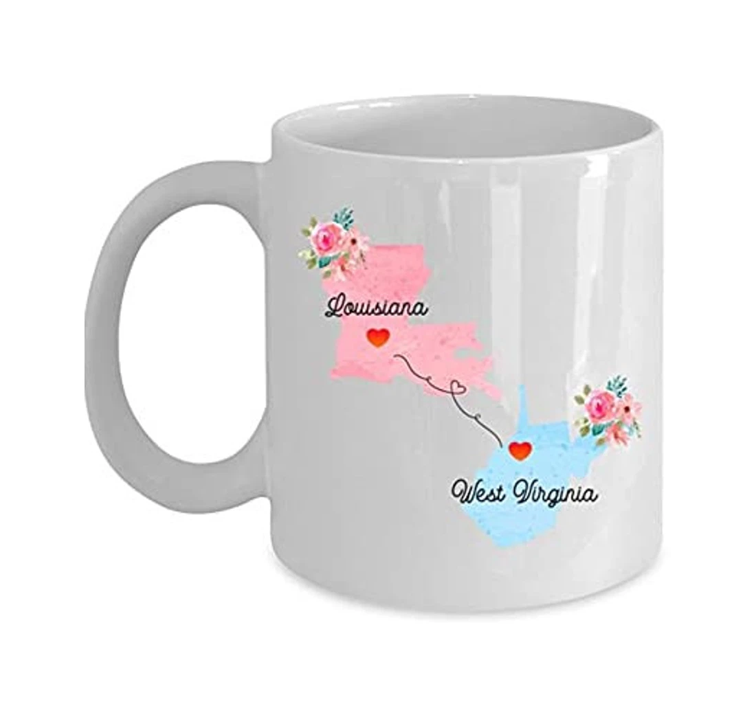 Louisiana West Virginia Long Distance State To State For Him Her Ceramic Mug Print On Both Sides