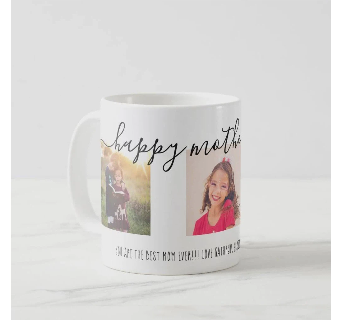 Personalized Happy Typography Upload Your Photo Custom Photo Wife Mother Grandma On Ceramic Mug Print On Both Sides