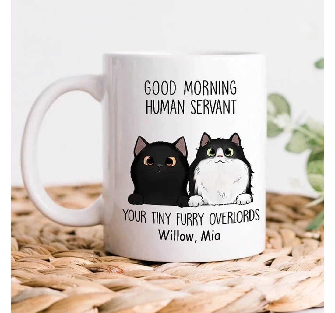 Personalized Good Morning Human Servant Funny Cat Ceramic Mug Print On Both Sides