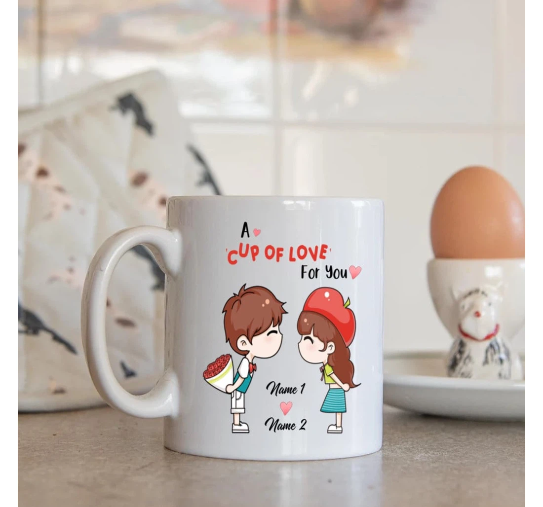 Personalized Cute Couple Customized A Cup Of Love For You Funny Valentine Wedding For Him For Her Mugs Ceramic Mug Print On Both Sides