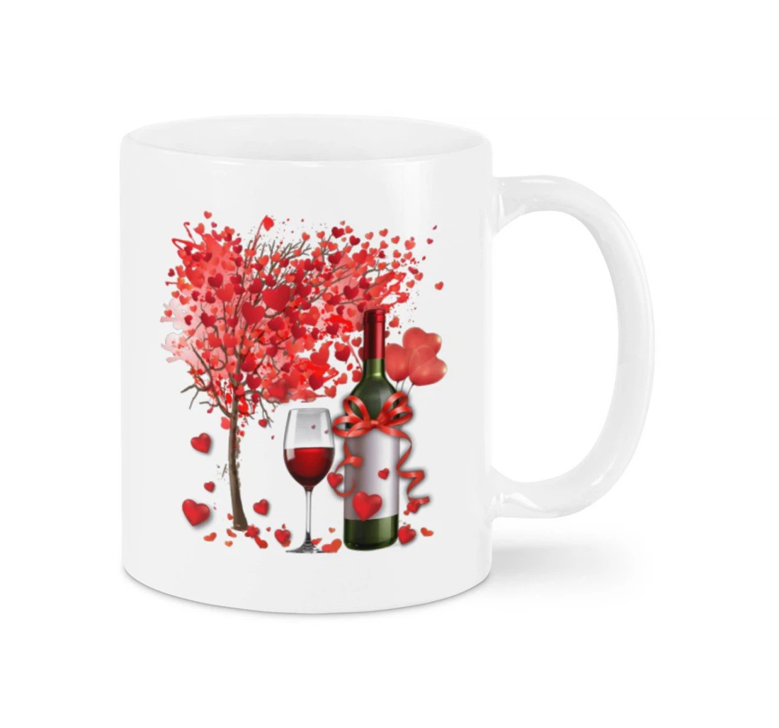 Wine Valentine Happy Valentine's Day Ceramic Mug Print On Both Sides