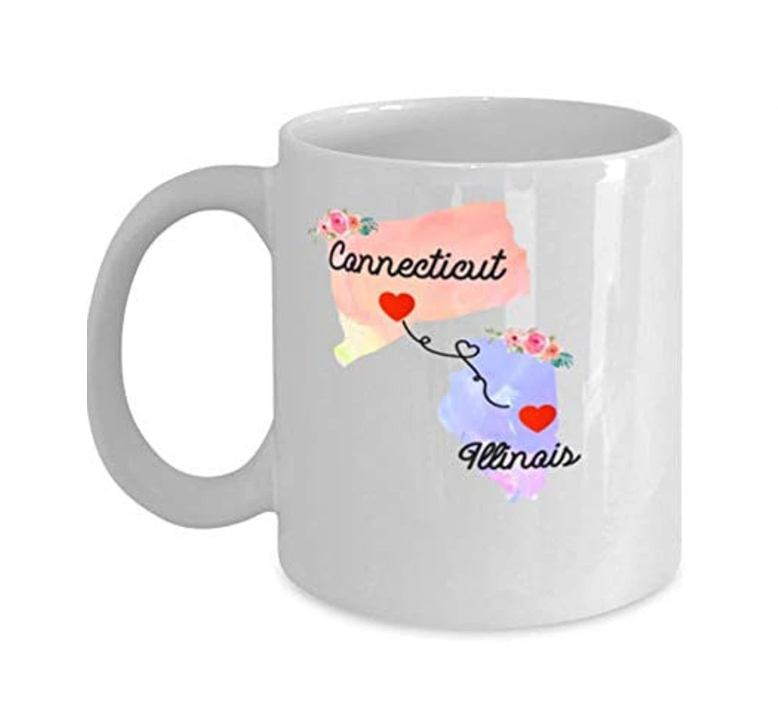 Connecticut Illinois Long Distance State Ceramic Mug Print On Both Sides