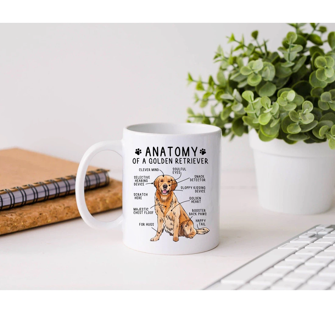 Anatomy Of Golden Retriever Cute Golden Retriever Knowledge Dog Lovers For Dog Mom Dog Dad For Family Friends Ceramic Mug Print On Both Sides