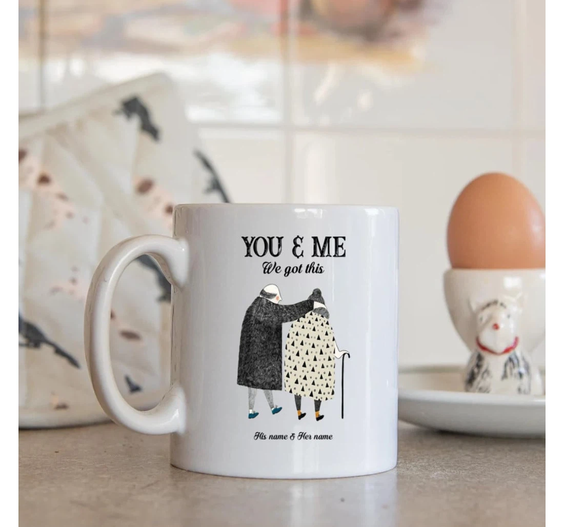 Personalized To My Wife You And Me We Got This When We Get To The End Of Our Lives Together Old Couple Drawing On Valentine's Day Oz Ceramic Mug Print On Both Sides