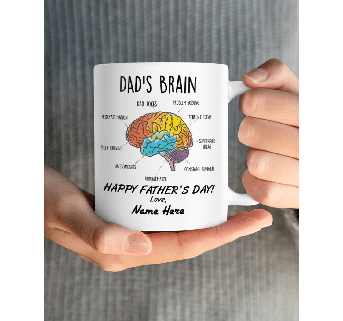 Personalized Dad's Brain Explaination Ceramic Mug Print On Both Sides