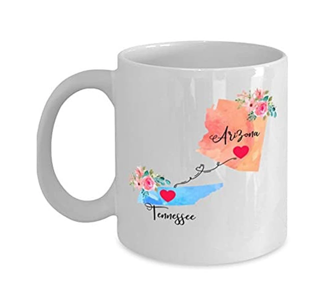 Arizona Tennessee Long Distance State To State For Him Her Husband Wife Couple Best Idea For Valentine Ceramic Mug Print On Both Sides