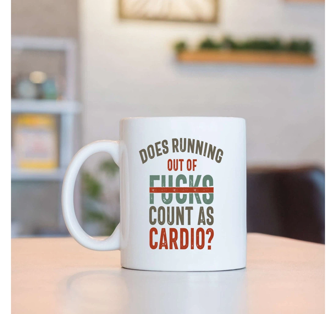 Gym Mugs Does Running Out Of Fucks Count As Cardio Mugs For Men Mugs Ceramic Mug Print On Both Sides