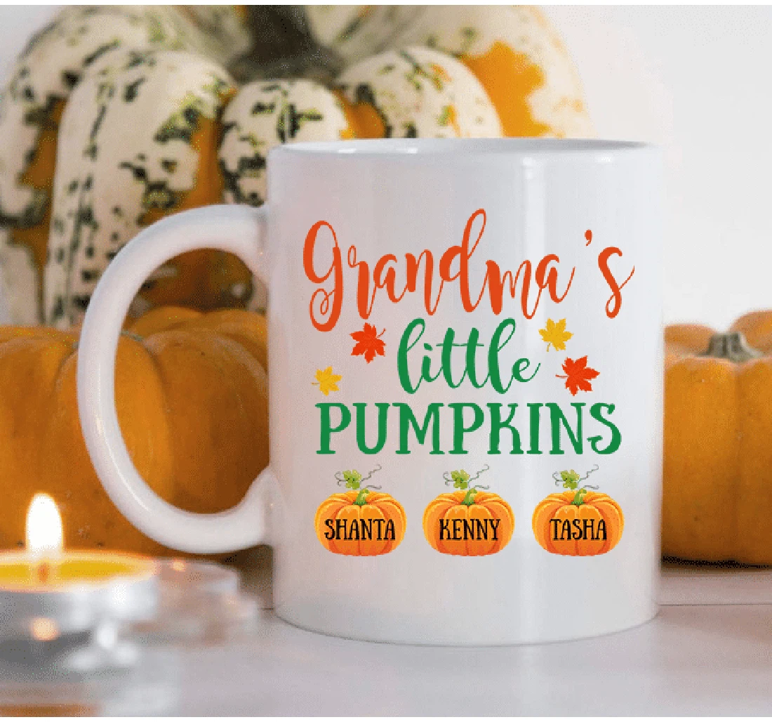 Grandma's Little Pumpkins Halloween Ceramic Mug Print On Both Sides