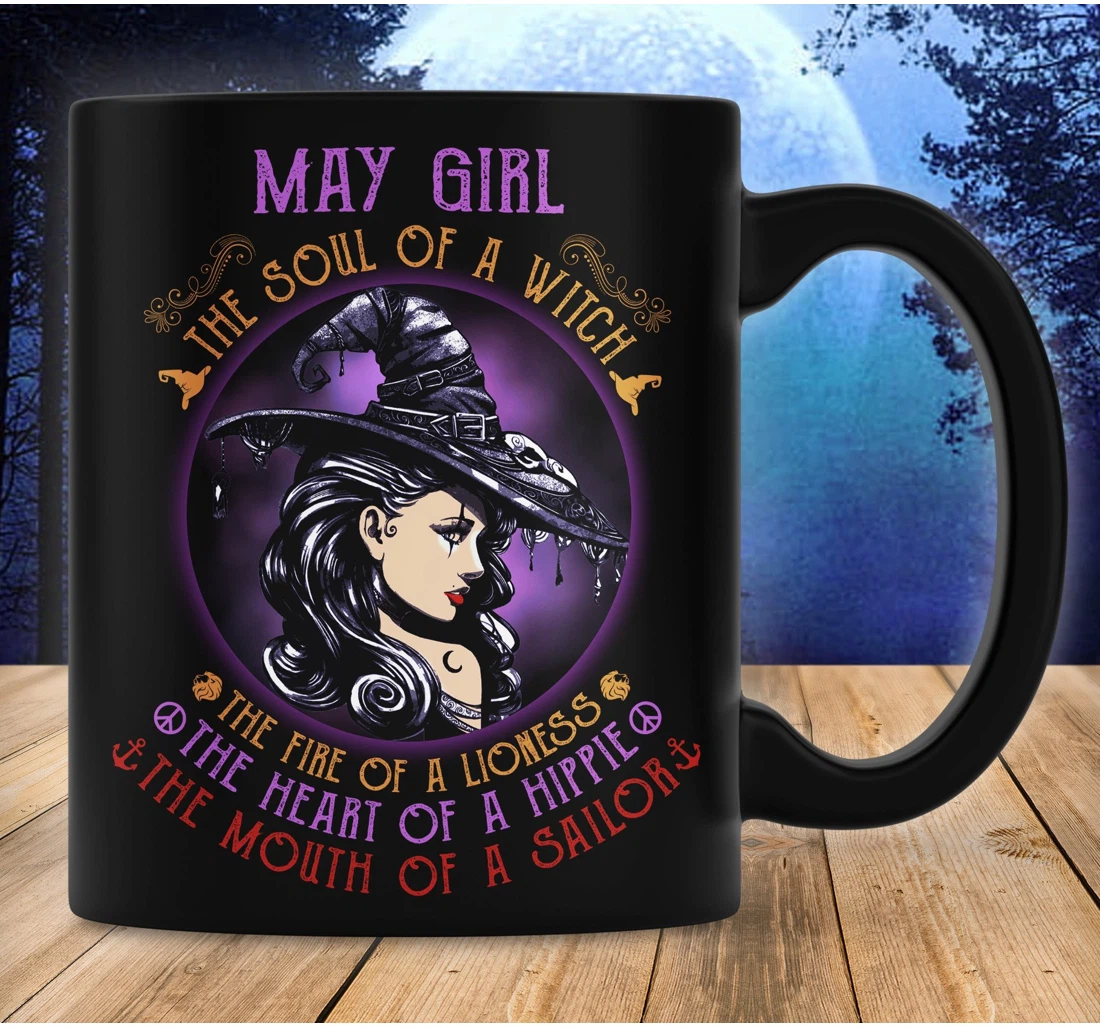 May Girl The Soul Of A Witch Oz Women's Gift For Birthday Friend Sister Ceramic Mug Print On Both Sides