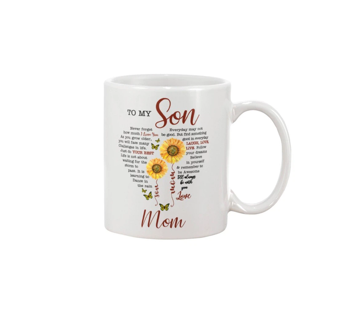 Personalized Butterfly And Sunflower Use My Last Breath To Say Iloveu To Son Tea Ceramic Mug Print On Both Sides