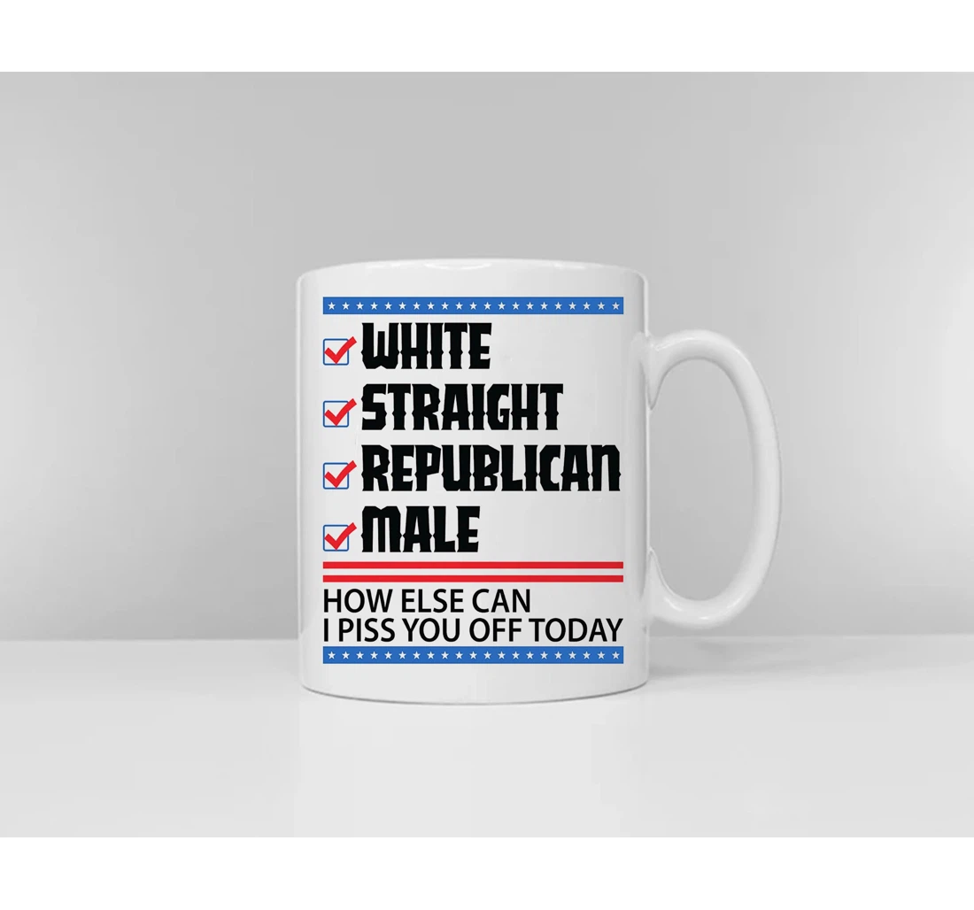 Straight Republican Male For Friends Bestie Funny Republican Ceramic Mug Print On Both Sides