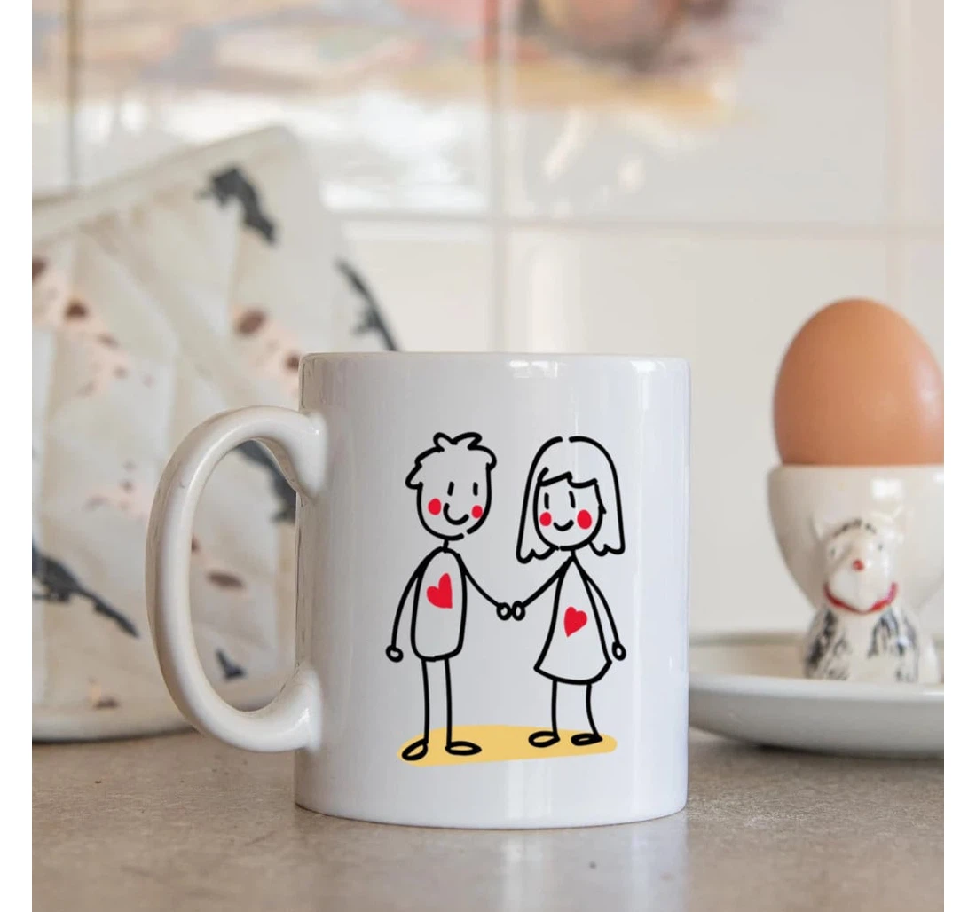 I Choose You And I'll Choose You Cute Couple Drawing With Red Heart For Couple Husband And Wife On Valentine's Day Oz Ceramic Mug Print On Both Sides