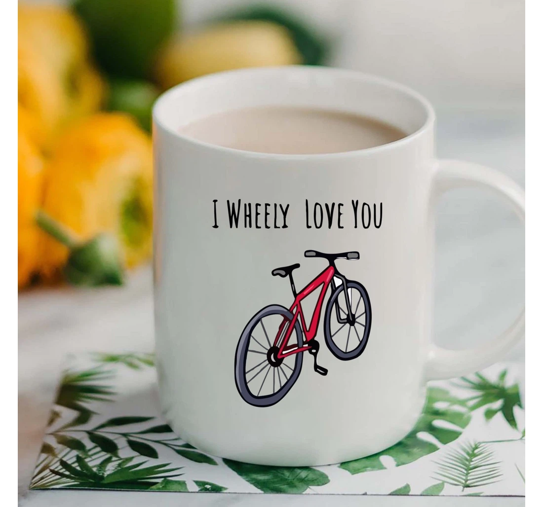 Couple Bike I Wheely Love You Funny Valentine Wedding For Him For Her Biking Lovers Mugs Ceramic Mug Print On Both Sides