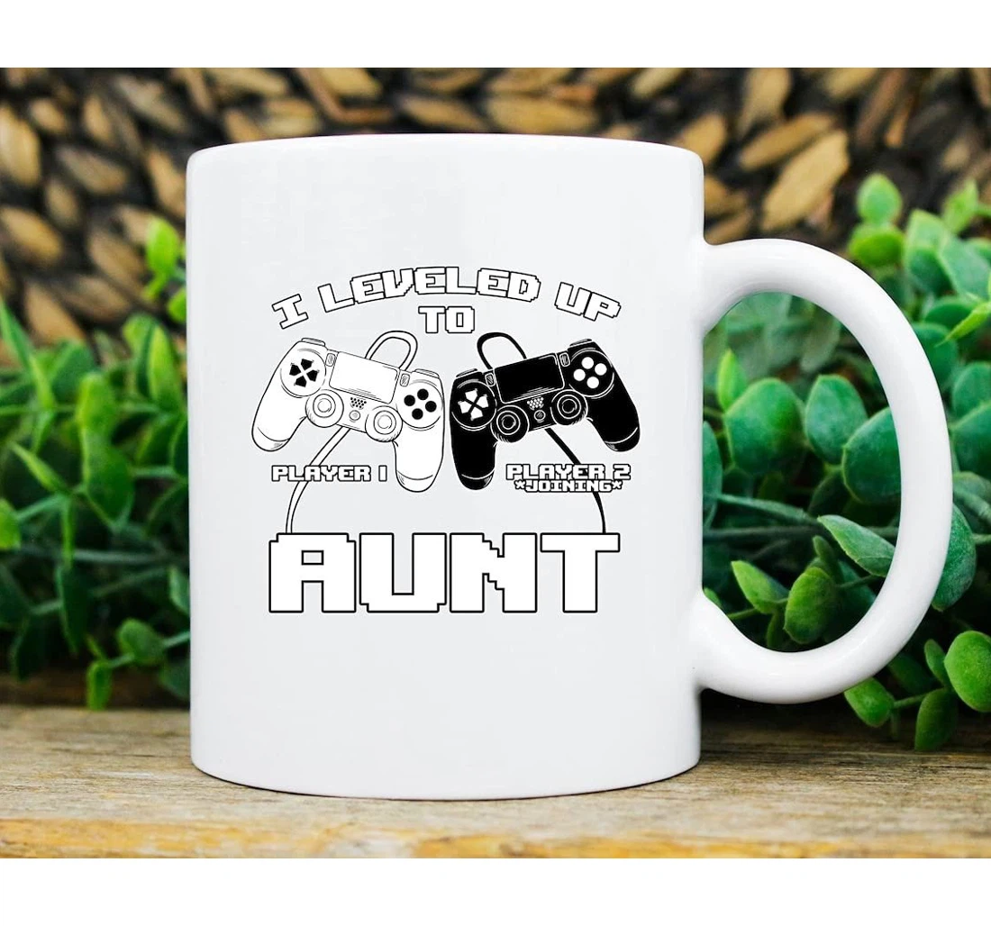 I Leveled Up To Aunt New Aunt Future Aunt Best Aunt Ever Funny Aunt Ceramic Mug Print On Both Sides