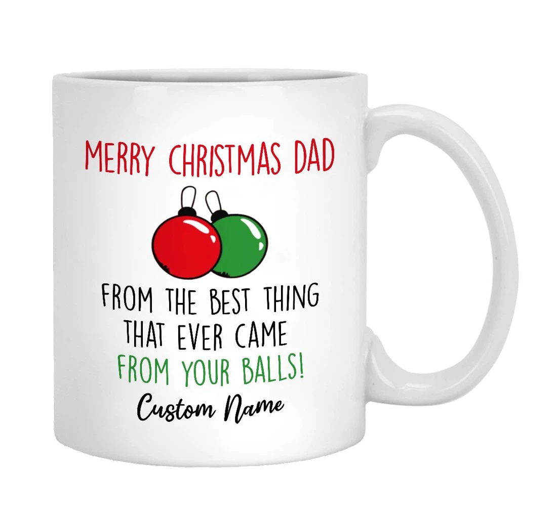 Personalized Merry Dad Best Father From Daughter Son Kids Ceramic Mug Print On Both Sides