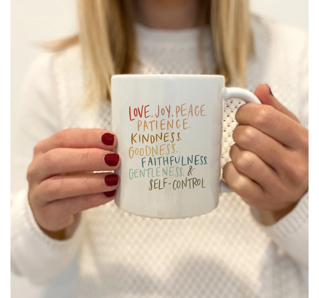 Love Joy Peace Patience Fruit Of The Spirit Bible Verse Cup Religious Faith For Her Ceramic Mug Print On Both Sides