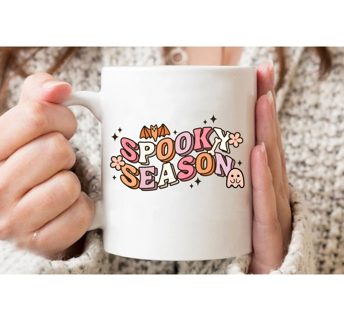 Spooky Season Halloween Retro Fall Halloween For Friends Family Ceramic Mug Print On Both Sides