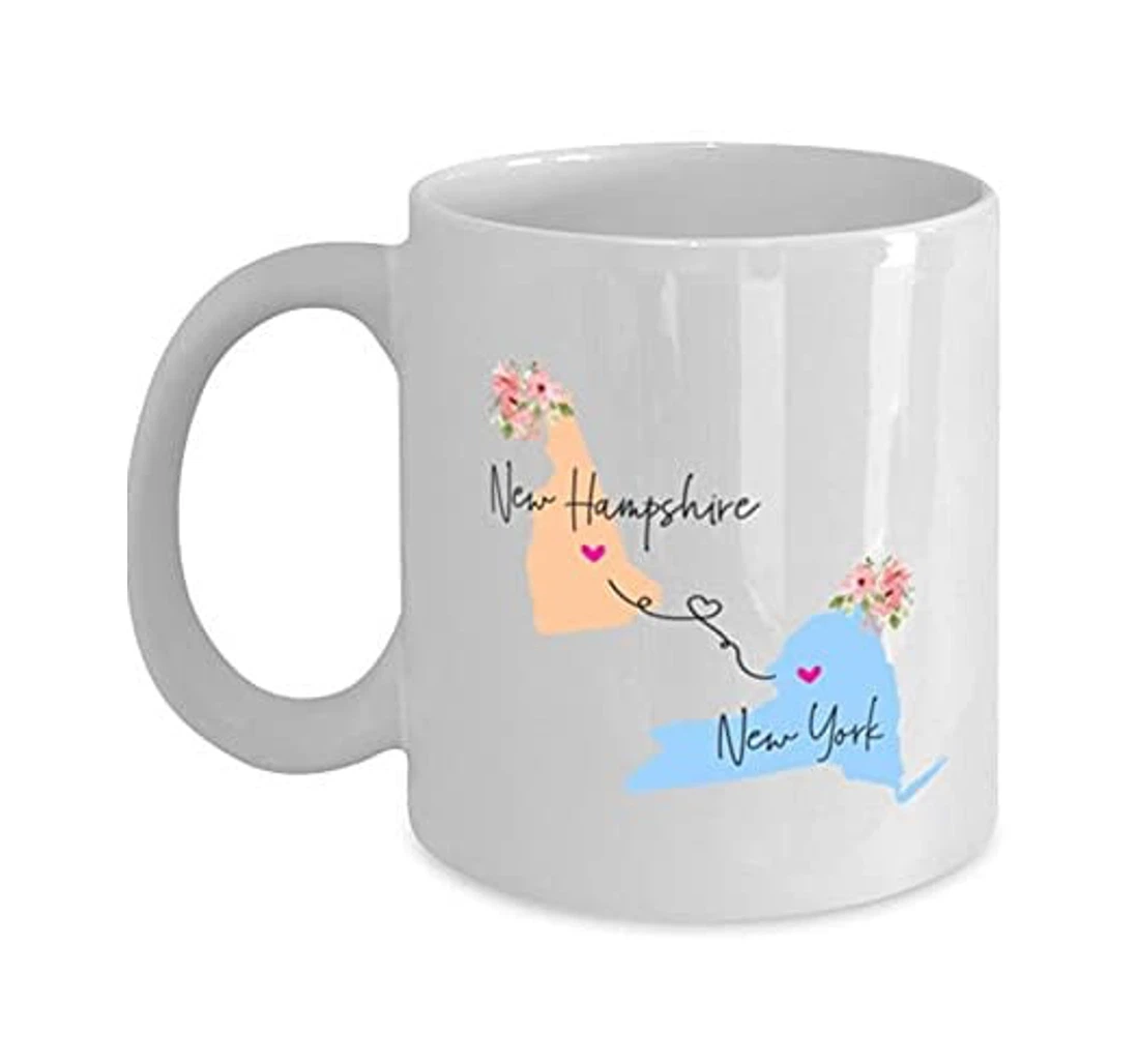 New Hampshire New York Long Distance State To State For Him Her Ceramic Mug Print On Both Sides