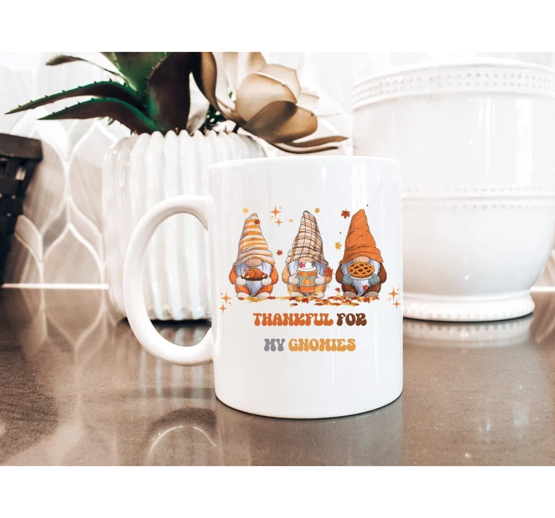 Fall Gnomes For Lover Thankful For My Gnomies Cup Gnome Pumpkin Gnomes Fall Fall Gnomes Cute Gnome Idea Ceramic Mug Print On Both Sides