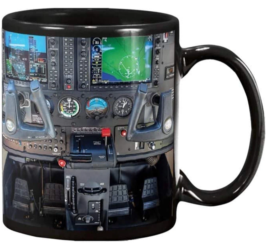 Cockpit Pilot Funny Pilot Aircraf Flight Deck For Men Women Kids Oz Ceramic Mug Print On Both Sides