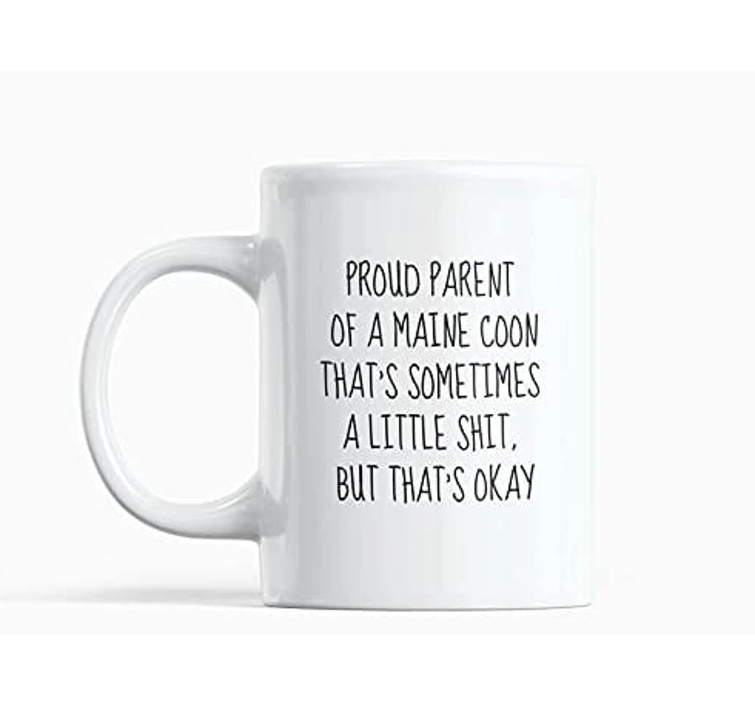 Proud Parent Of A Maine Coon Cat Lover Ceramic Mug Print On Both Sides