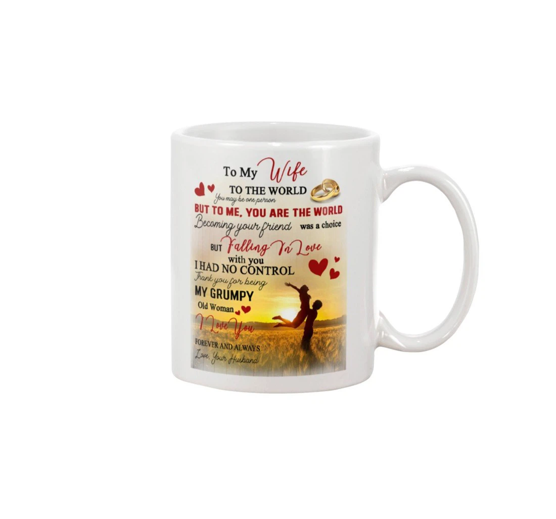 Personalized To My Wife Thank You For Being My Grumpy Old Woman Special For New Year Aniversary Ceramic Mug Print On Both Sides