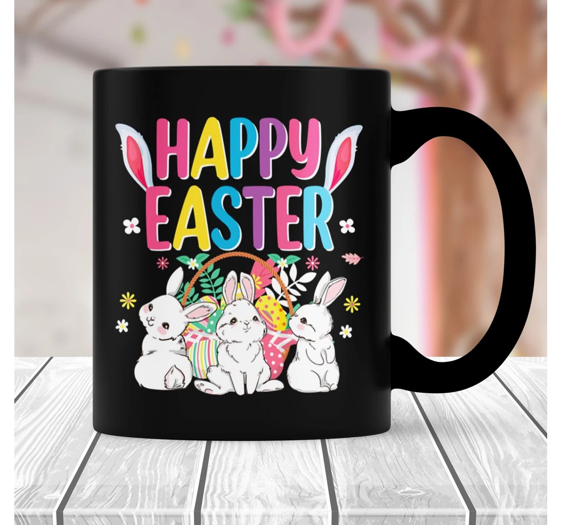 Happy Easter Easter Bunny Tye Dye Easter For Fun Kids Bunny Rabbit Lovers Ceramic Mug Print On Both Sides