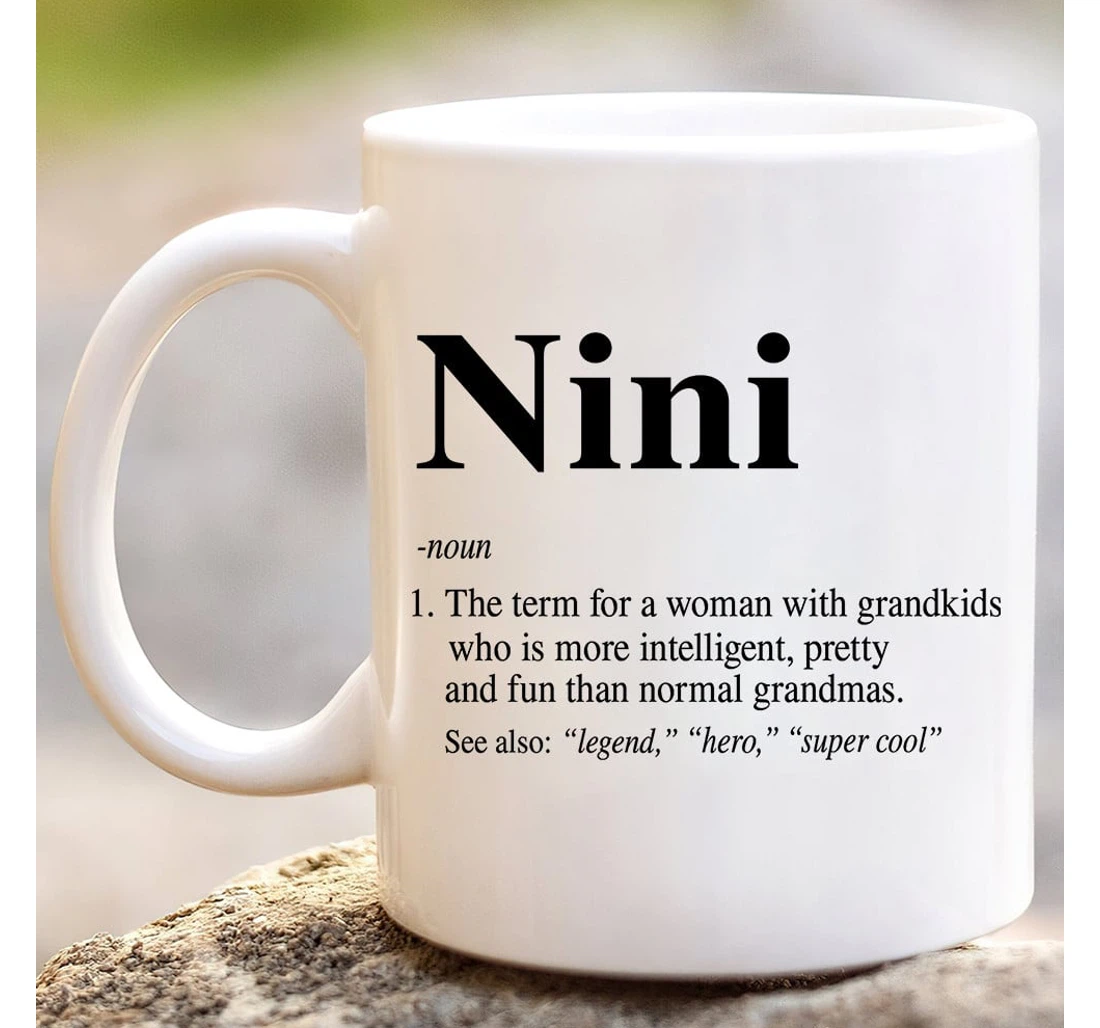 Nini Definition For Grandma Mom From Grandkids Thanks Giving Ceramic Mug Print On Both Sides