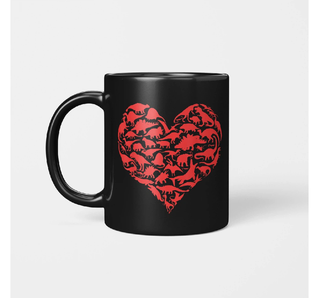 Boys Dinosaur Heart Kids Dino For Ceramic Mug Print On Both Sides