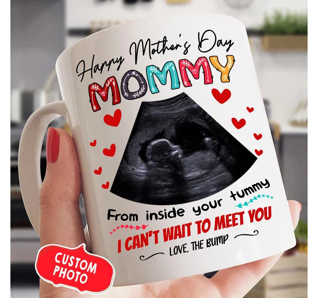 Personalized Mommy In Your Tummy Ceramic Mug Print On Both Sides