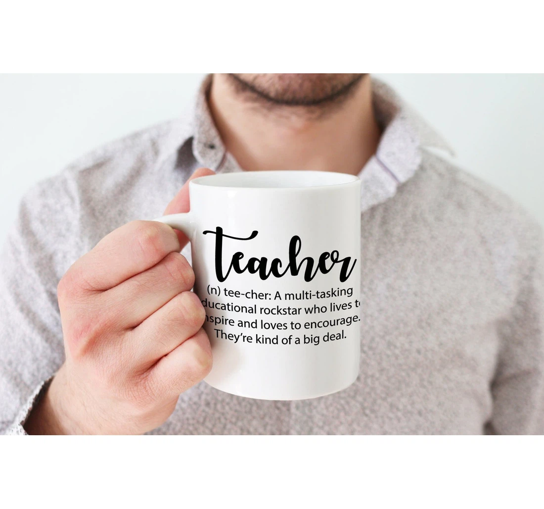 Teacher Teacher Definition Best Teacher Back To School For Teacher From Students Teacher Noun Cups Ceramic Mug Print On Both Sides